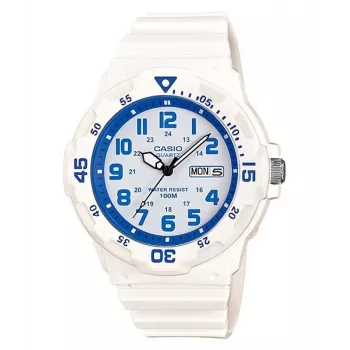 CASIO MRW-200HC-7B2 orologio da polso analogico al quarzo unisex con cinturino in resina nero, quadrante bianco, cassa 44,6 mm