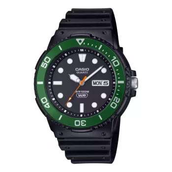 CASIO MRW-230H-1E3 orologio analogico al quarzo da uomo con quadrante nero e cinturino in resina nero, cassa 47,9mm