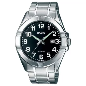 CASIO MTP-1308D-1B orologio al quarzo analogico uomo acciaio inox 43,5 mm quadrante nero indicazione data
