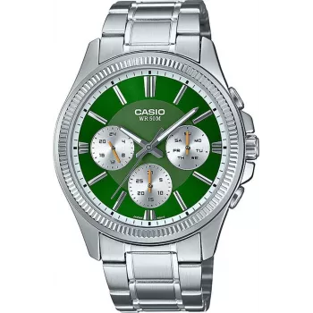 Casio MTP-1375D-3A Orologio al quarzo analogico uomo quadrante verde argento acciaio inox