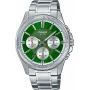 Casio MTP-1375D-3A Orologio al quarzo analogico uomo quadrante verde argento acciaio inox