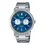 CASIO MTP-E335D-2E1VD Orologio uomo analogico al quarzo, quadrante blu, cinturino in acciaio inox, 47,6 mm