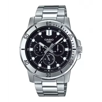 Orologio da uomo CASIO MTP-VD300D-1E analogico al quarzo in acciaio 45 mm quadrante nero