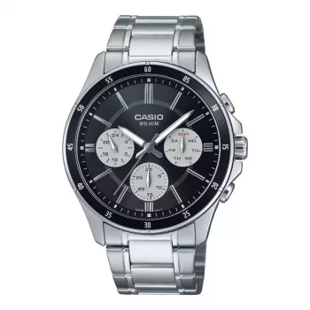 CASIO MTP1374D1A3VD orologio da uomo analogico al quarzo con display giorno-data, bracciale in acciaio inossidabile, 47mm cassa