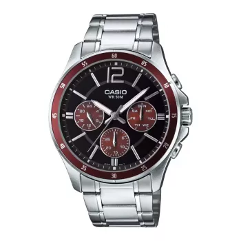 CASIO MTP1374D5AVDF orologio uomo analogico al quarzo acciaio inox quadrante marrone color argento 43,5mm