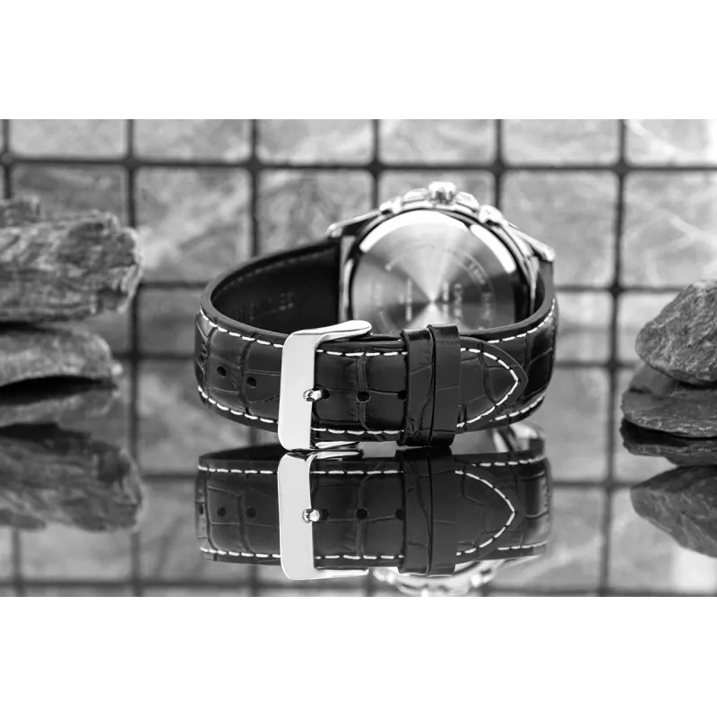 CASIO MTP1375L1AVDF Orologio analogico al quarzo uomo con cinturino in pelle, quadrante nero, 42 mm