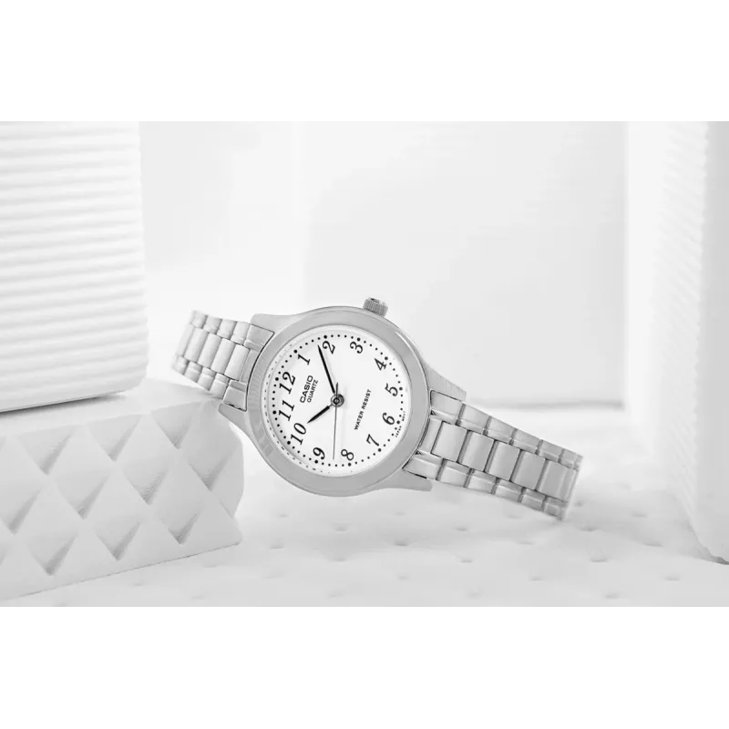 CASIO Orologio analogico al quarzo donna LTP-1128A-7B 33mm quadrante argentato acciaio inox