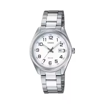 CASIO Donna LTP1302PD7BVE Orologio Analogico al Quarzo, 34,5mm Cassa in Acciaio Inox, Quadrante Argento, Datario