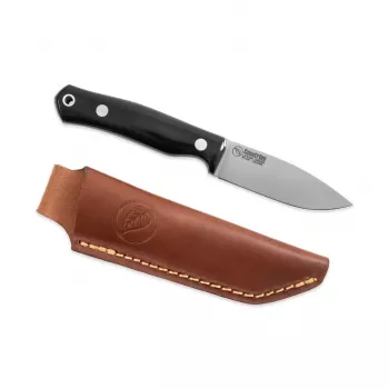 Casström No.8 SFK Coltello bushcraft a lama fissa, Manico in Micarta nera, Acciaio 14C28N