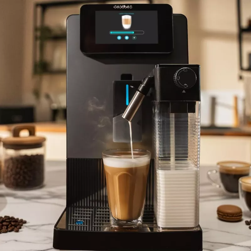Cecotec Macchina per caffè Cremmaet Latte Jar 19 bar automatica con montalatte integrato nero/argento 1500 W