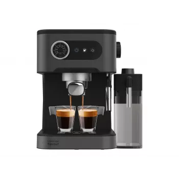 Cecotec Power Espresso 20 Pro Latte Macchina per caffè, 20 bar di pressione, montalatte integrato, semiautomatica, nera, 1350 W