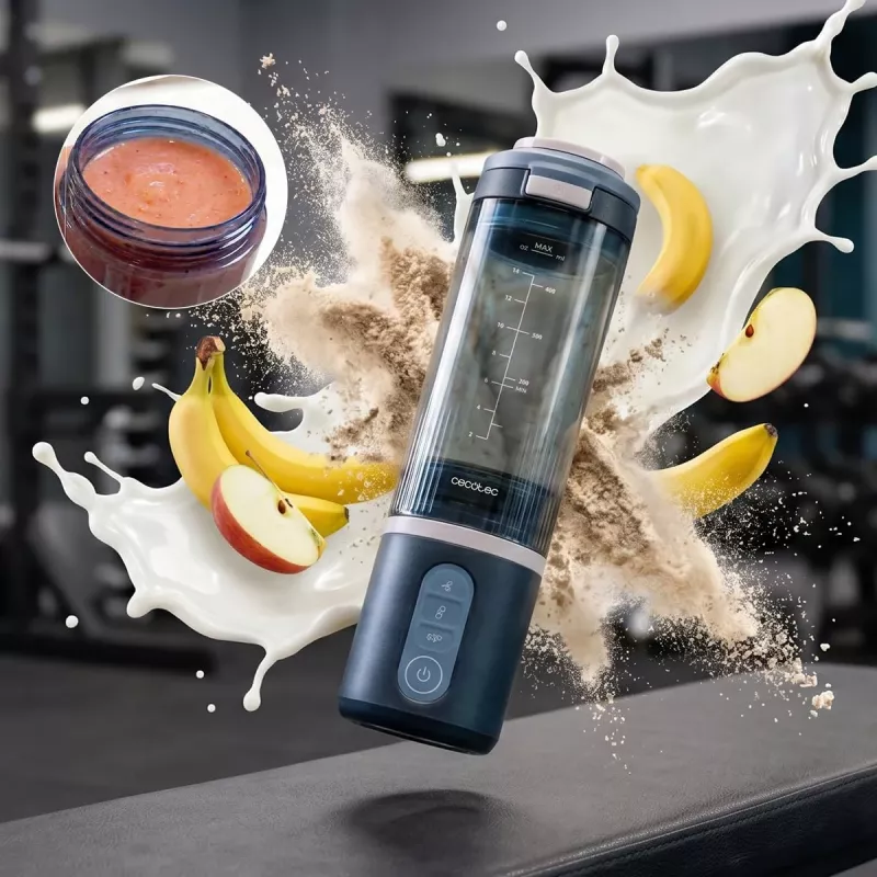 Cecotec Power Titanium Shake2Go Frullatore portatile, 180 W, contenitore senza BPA, 0,6 L, Lagoon
