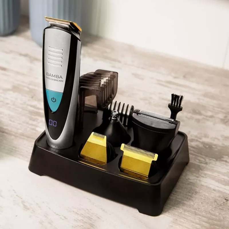 Cecotec PrecisionCare Pro trimmer 5 in 1 senza fili per uso a umido e a secco, 13 livelli di lunghezza, nero/argento
