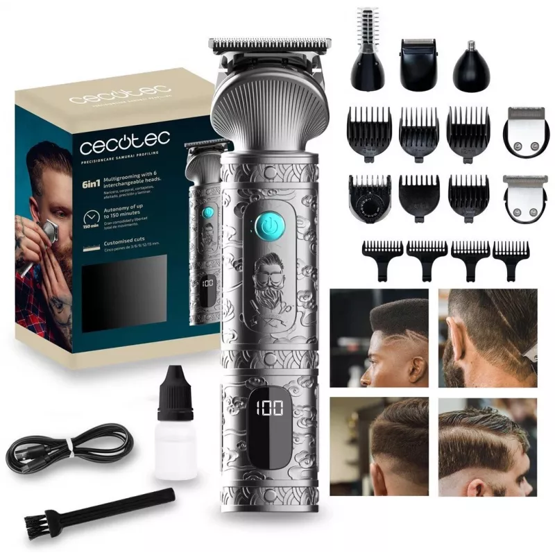 Cecotec PrecisionCare Samurai Trimmer per capelli e barba con regolazione, nero