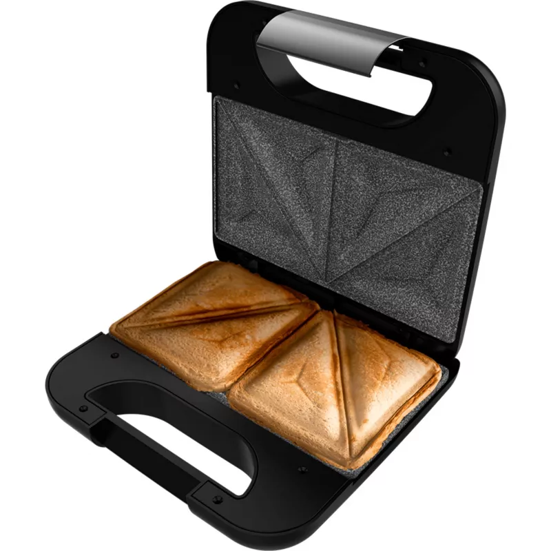 CECOTEC Rock'nToast Classic+ Sandwich Maker (acciaio inox/nero, 800 W, per 2 persone)