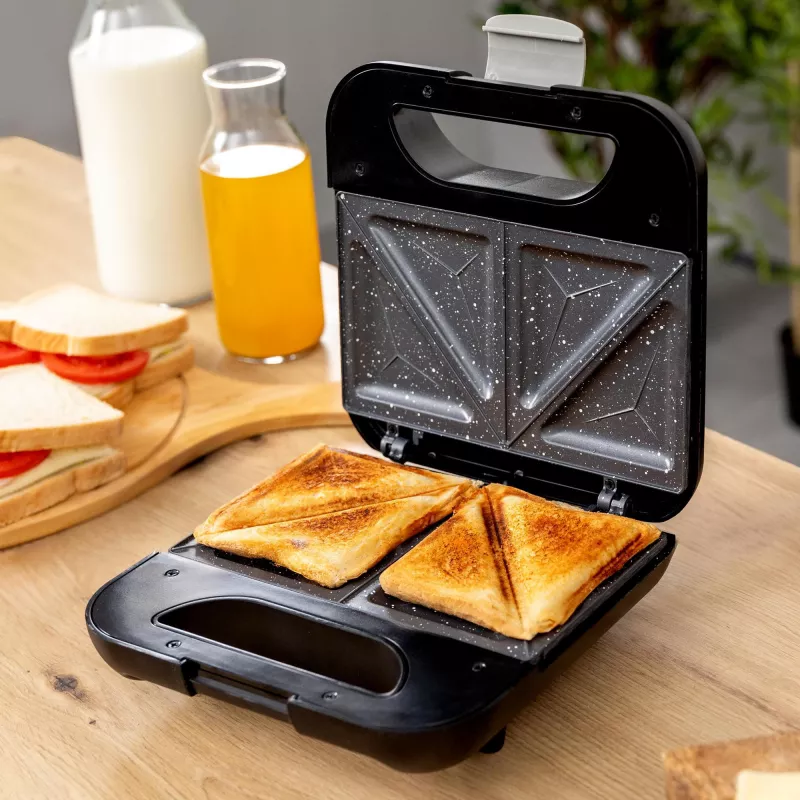 CECOTEC Rock'nToast Classic+ Sandwich Maker (acciaio inox/nero, 800 W, per 2 persone)
