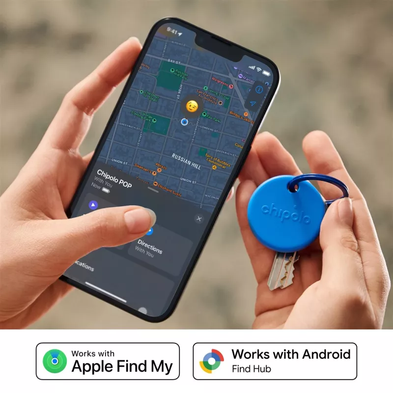 Chipolo POP – Tracker Bluetooth con batteria sostituibile per iOS & Android, confezione da 4 - nero, bianco, rosso, blu