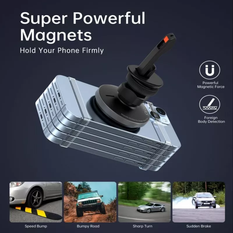 CHOETECH T204-F Supporto Magnetico da Auto con Ricarica Wireless 15W - Nero