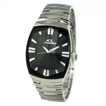 CHRONOTECH CT7065M-02M Orologio da uomo analogico al quarzo 36mm acciaio inox quadrante nero cinturino argento