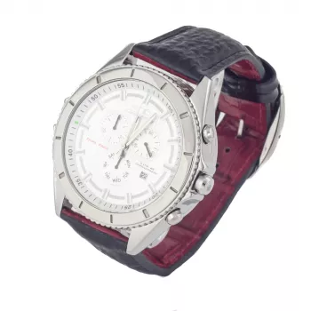 CHRONOTECH MAN CT7636M-02 Orologio cronografo al quarzo 50mm quadrante nero cinturino in pelle