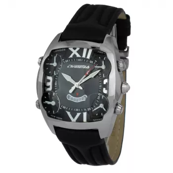 CHRONOTECH MAN CT7677M-02 orologio analogico al quarzo 45mm quadrante nero cinturino in pelle