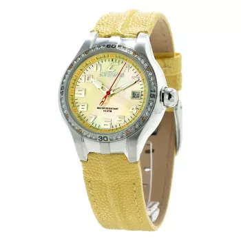 CHRONOTECH donna CT7980L-05S 37mm orologio analogico al quarzo quadrante bianco cinturino in pelle bianco
