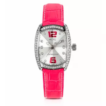 Orologio da donna CHRONOTECH RW0005 35 mm analogico al quarzo quadrante argentato cinturino in pelle nero