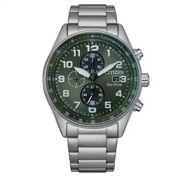 CITIZEN Eco-Drive Cronografo Orologio CA0770-72X 43mm acciaio inox quadrante verde uomo