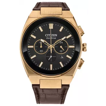 CITIZEN Eco-Drive orologio cronografo CA4583-01E 43mm pelle marrone