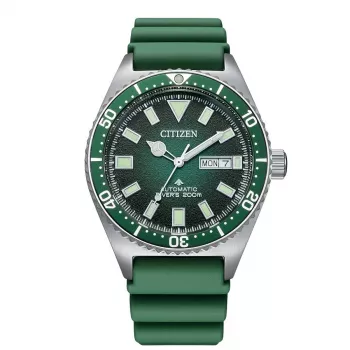 CITIZEN orologio subacqueo automatico da uomo NY0121-09X 41mm quadrante verde cinturino in gomma