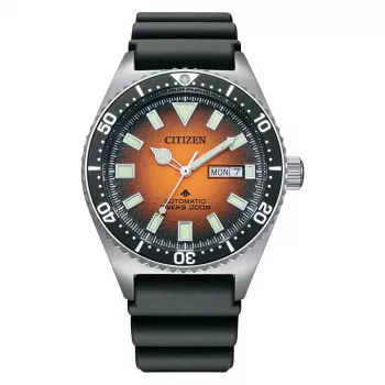 CITIZEN Orologio automatico uomo NY0120-01Z 41mm quadrante arancione cinturino in poliuretano