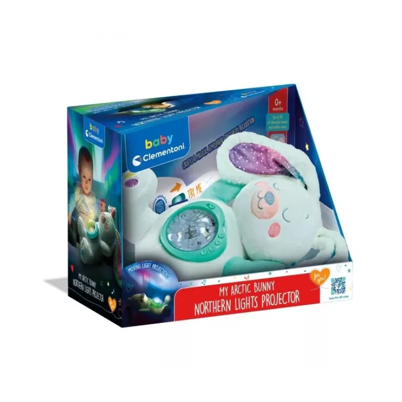 Clementoni peluche – proiettore coniglietto con cielo stellato, melodie e suoni della natura