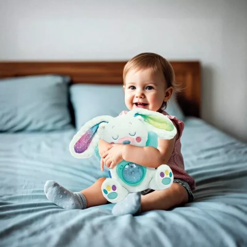 Clementoni peluche – proiettore coniglietto con cielo stellato, melodie e suoni della natura