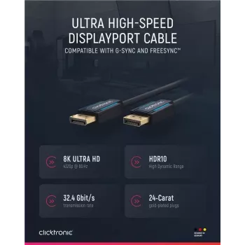 Clicktronic cavo DisplayPort 1.4 M/M blu 3,0m (40995)