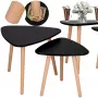 Set tavolini da caffè HF0014 51x45 39x40 - Tavolini rotondi impilabili, noce e nero