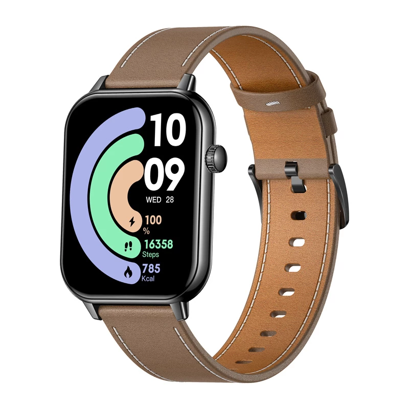 COLMI C28 Smartwatch – nero + cinturino in pelle marrone