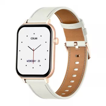 COLMI C28 Smartwatch in oro con cinturino in pelle bianco