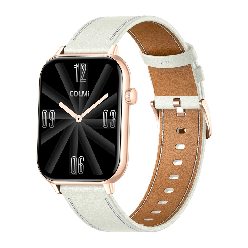 COLMI C28 Smartwatch in oro con cinturino in pelle bianco