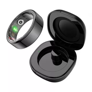 COLMI R02 smart ring, taglia 8, 18,1 mm (nero) + custodia di ricarica
