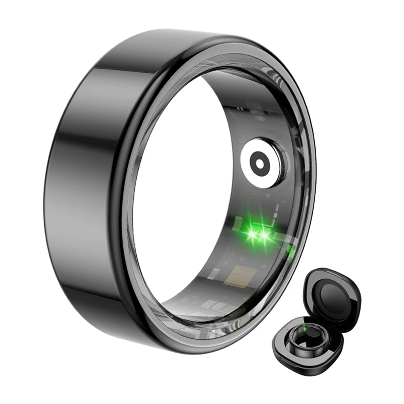 COLMI R02 Smart Ring, taglia 9, 18,9 mm (nero) + custodia di ricarica