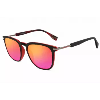 Occhiali da sole uomo CONVERSE SCO051Q5296SR, montatura quadrata, montatura nera, lenti grigie, 52 mm