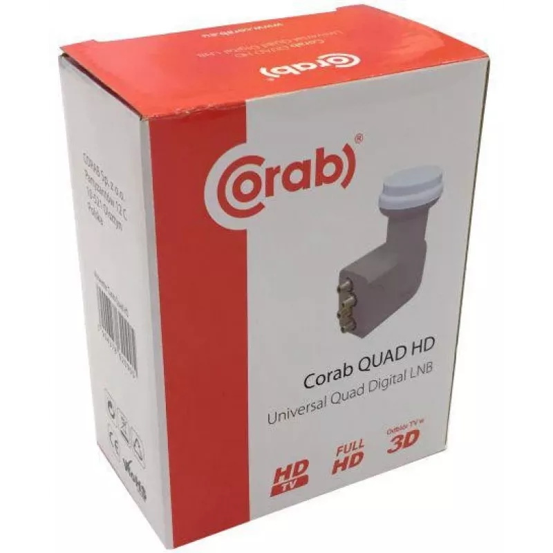 CORAB LNB Quad universale – 4 uscite, figura di rumore 0,1 dB, feedhorn 40 mm