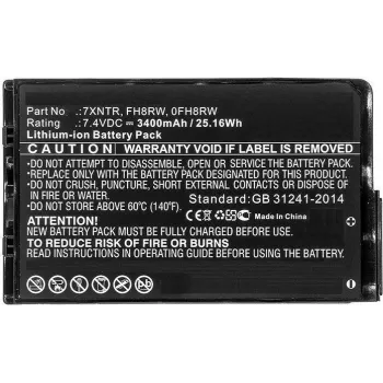 CoreParts MBXDE-BA0184 Batteria ricaricabile di ricambio per Dell Latitude 12 7202 / 7202 Rugged Tablet - 7,6V 3400mAh 25,84Wh Li-Ion 2 celle nero