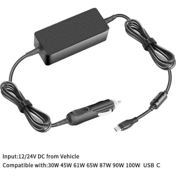 CoreParts MBXUSBC-DC0004 Caricabatterie da auto USB-C per notebook, 100 W, Nero