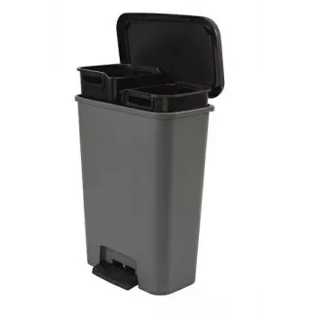 CURVER Decobin Duo cestino con pedale 23+23L grigio scuro/nero