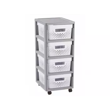 Curver Infinity Libreria su ruote 4x11L motivo a fori grigio/bianco