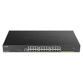 D-Link DGS-1250-28XMP switch Gigabit PoE+ smart managed L3 Lite 28 porte con 4 uplink 10G SFP+, budget PoE 370W, montaggio a rack