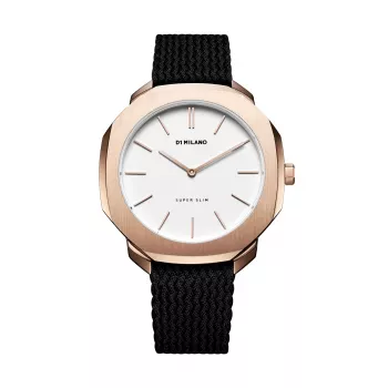 D1 Milano SSPL04 Ultra Thin Orologio unisex 36 mm quadrante nero cinturino in mesh argento