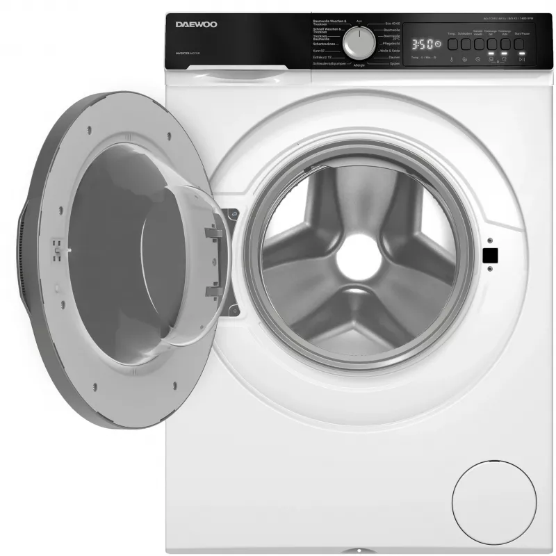 DAEWOO WD-FC85514W1A-DE lavatrice a carica frontale, 8 kg, 1400 giri/min, bianco/nero