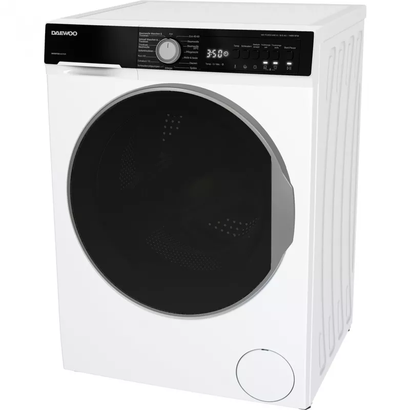 DAEWOO WD-FC85514W1A-DE lavatrice a carica frontale, 8 kg, 1400 giri/min, bianco/nero